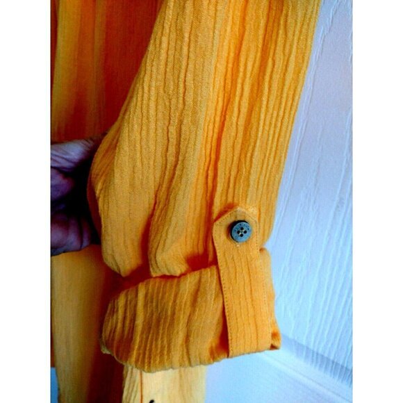 Soft Surroundings Sorano Tunic Top Melon Orange Gauze Roll Tab Buttons - Large - Picture 7 of 8